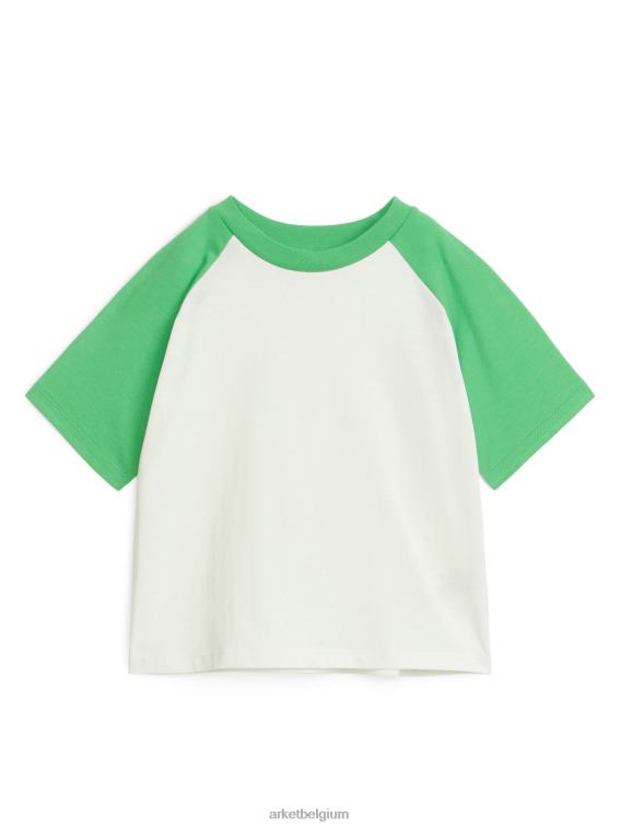 ARKET kleding 0DXJP1443 wit/groen T-shirt met raglanmouwen kinderen