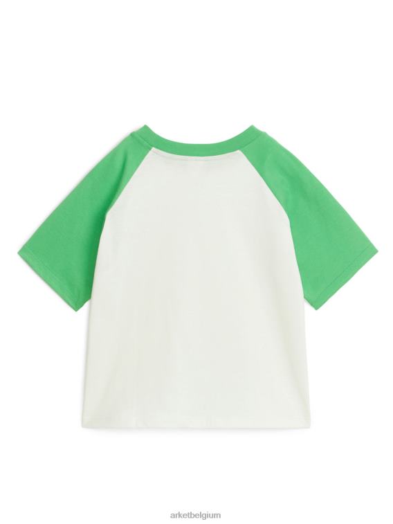 ARKET kleding 0DXJP1443 wit/groen T-shirt met raglanmouwen kinderen
