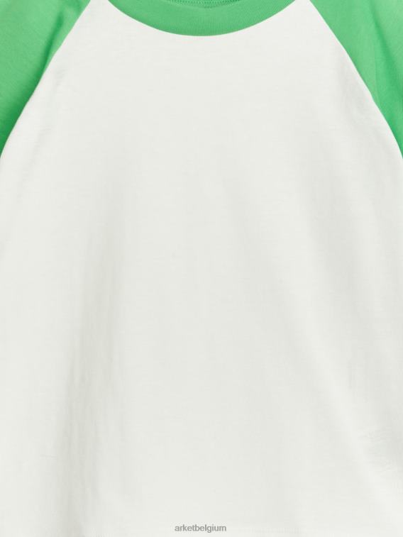 ARKET kleding 0DXJP1443 wit/groen T-shirt met raglanmouwen kinderen