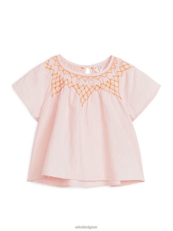 ARKET kleding 0DXJP1447 roze geborduurde linnen blouse kinderen