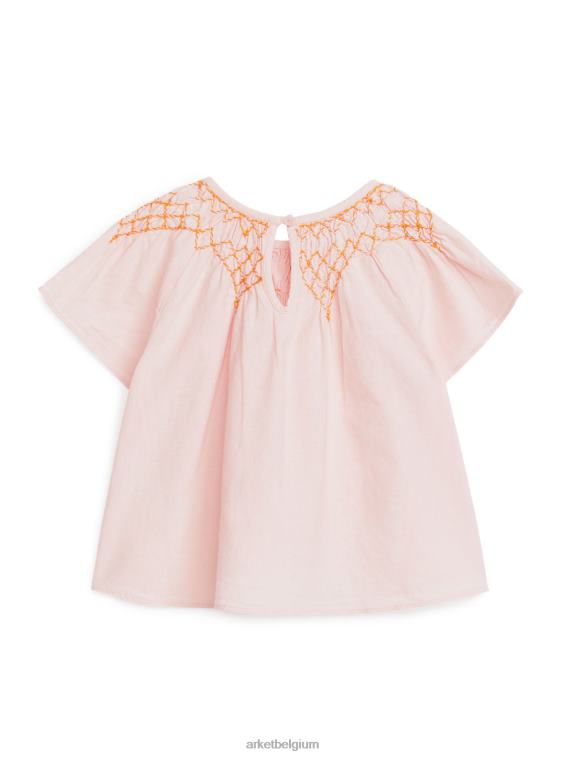 ARKET kleding 0DXJP1447 roze geborduurde linnen blouse kinderen