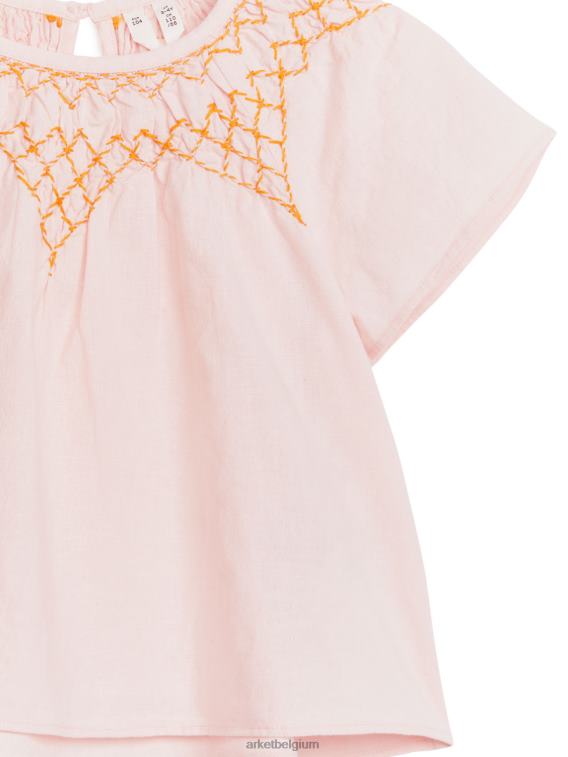 ARKET kleding 0DXJP1447 roze geborduurde linnen blouse kinderen