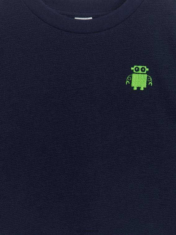 ARKET kleding 0DXJP1459 donkerblauw/robot getextureerd t-shirt kinderen