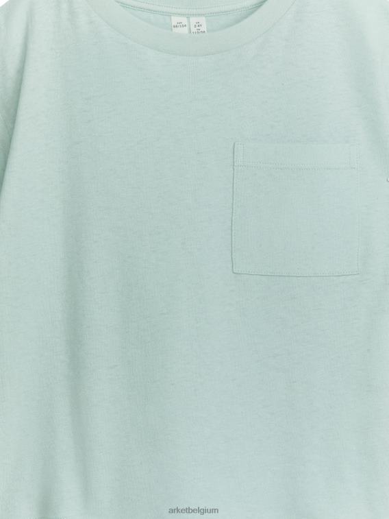 ARKET kleding 0DXJP1461 muntgroen losvallend T-shirt van linnenmix kinderen