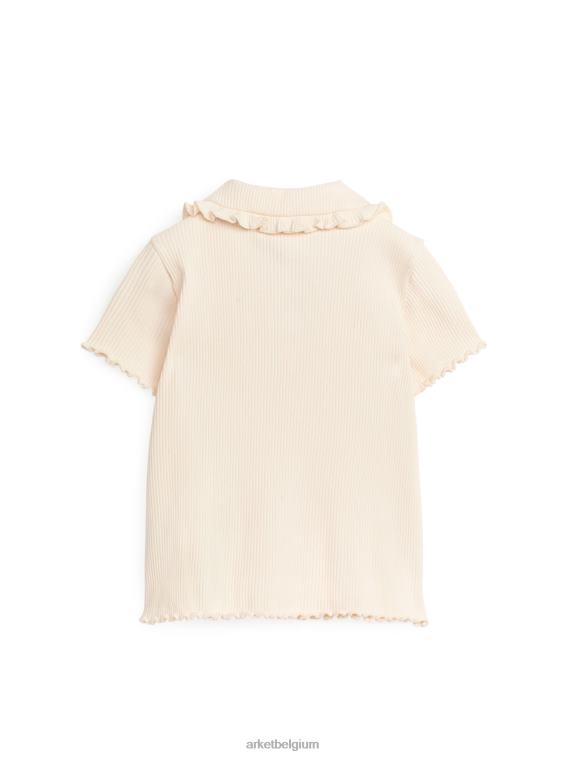 ARKET kleding 0DXJP1466 beige Geribbelde jersey top met ruchekraag kinderen