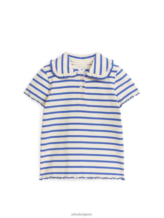 ARKET kleding 0DXJP1467 blauw/streep Geribbelde jersey top met ruchekraag kinderen