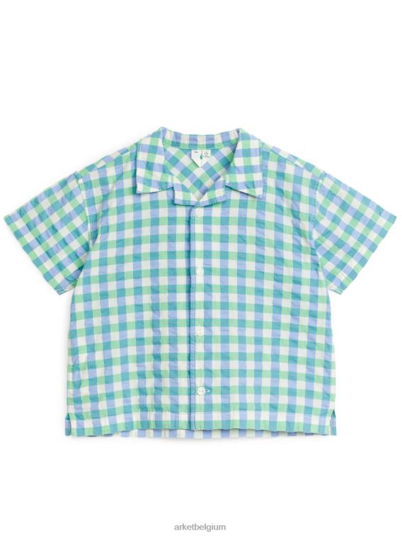 ARKET kleding 0DXJP1468 blauw/groen/ruit shirt met korte mouwen kinderen