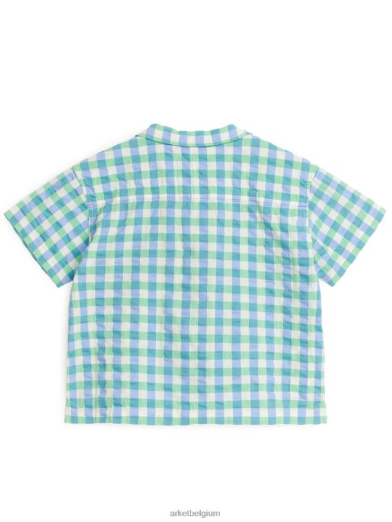ARKET kleding 0DXJP1468 blauw/groen/ruit shirt met korte mouwen kinderen