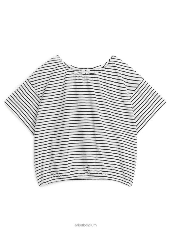 ARKET kleding 0DXJP1471 zwarte streep volumineuze jersey top met plooien kinderen