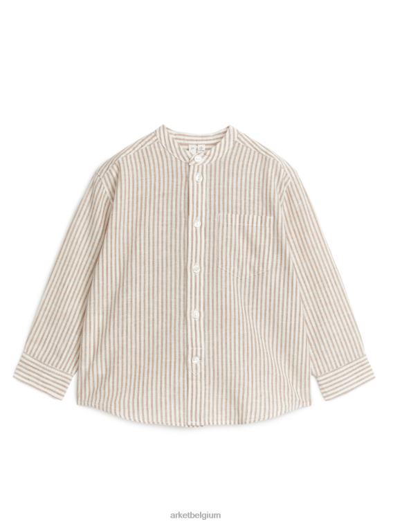 ARKET kleding 0DXJP1473 beige/gebroken wit henley linnen overhemd kinderen