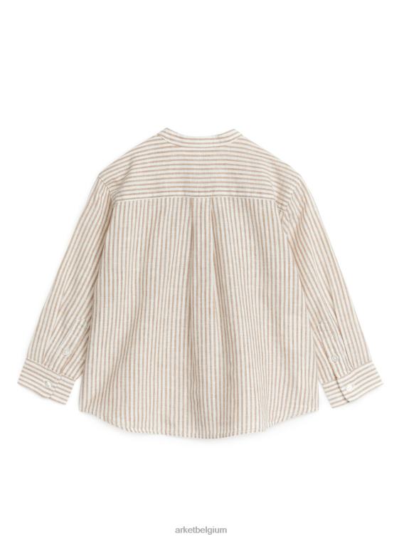ARKET kleding 0DXJP1473 beige/gebroken wit henley linnen overhemd kinderen