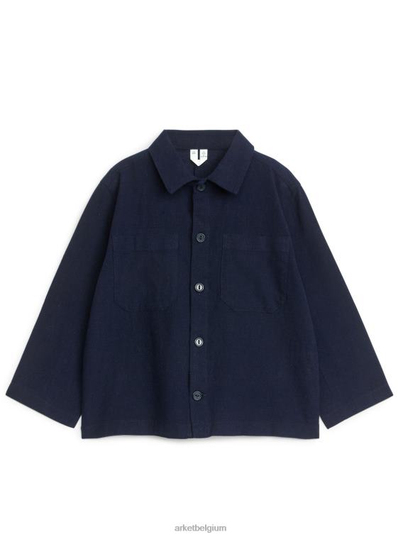 ARKET kleding 0DXJP1478 donkerblauw linnen katoenen overshirt kinderen