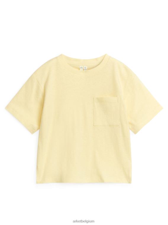 ARKET kleding 0DXJP1479 stoffig geel losvallend T-shirt van linnenmix kinderen