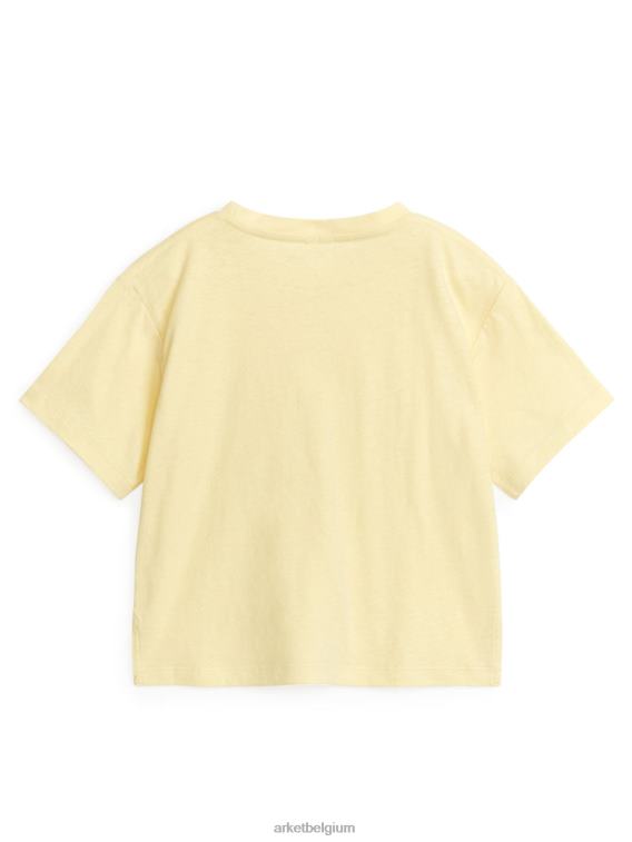 ARKET kleding 0DXJP1479 stoffig geel losvallend T-shirt van linnenmix kinderen