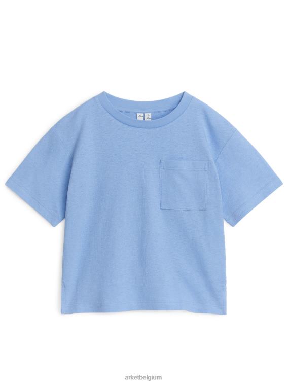 ARKET kleding 0DXJP1481 lichtblauw losvallend T-shirt van linnenmix kinderen