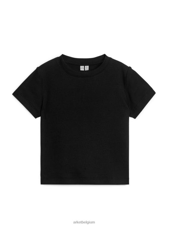 ARKET kleding 0DXJP1486 gebroken zwart getailleerd geribd t-shirt kinderen