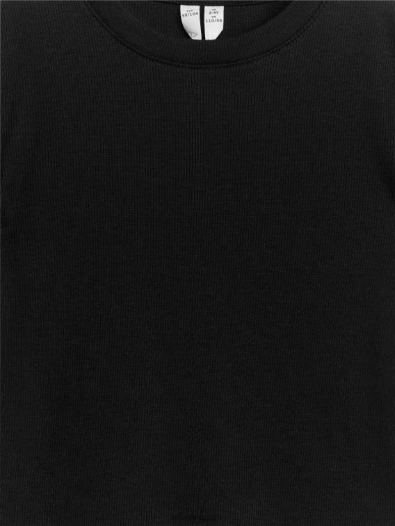 ARKET kleding 0DXJP1486 gebroken zwart getailleerd geribd t-shirt kinderen