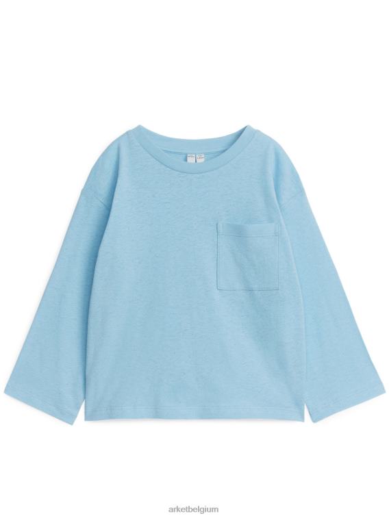 ARKET kleding 0DXJP1491 lichtblauw T-shirt van linnenmix met lange mouwen kinderen
