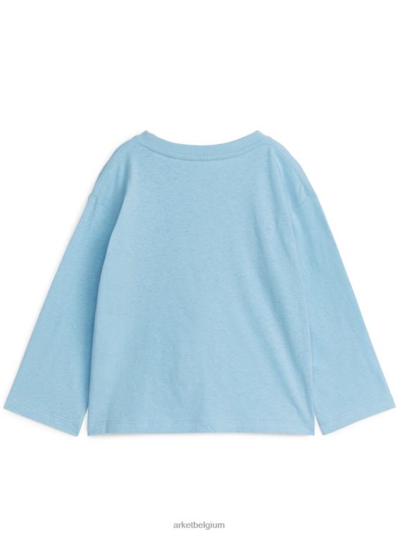 ARKET kleding 0DXJP1491 lichtblauw T-shirt van linnenmix met lange mouwen kinderen