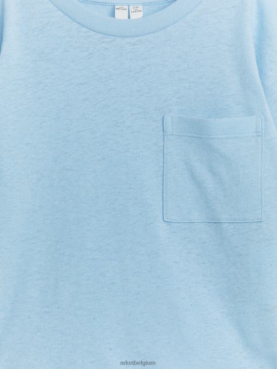 ARKET kleding 0DXJP1491 lichtblauw T-shirt van linnenmix met lange mouwen kinderen