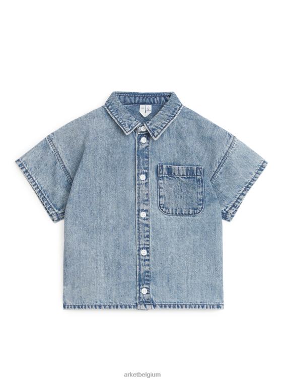 ARKET kleding 0DXJP1495 stoffig blauw spijkerblouse met korte mouwen kinderen