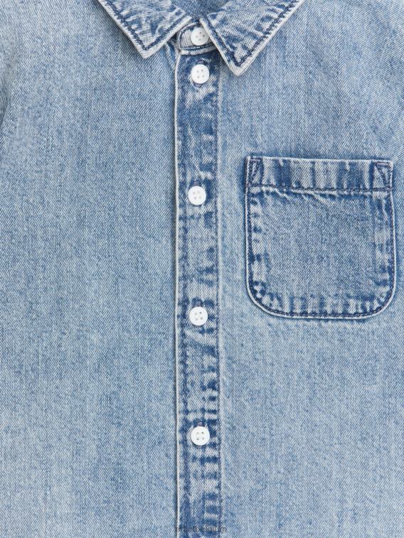 ARKET kleding 0DXJP1495 stoffig blauw spijkerblouse met korte mouwen kinderen