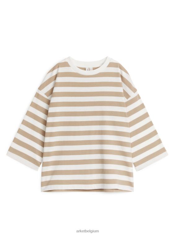 ARKET kleding 0DXJP1499 beige/strepen oversized t-shirt met lange mouwen kinderen