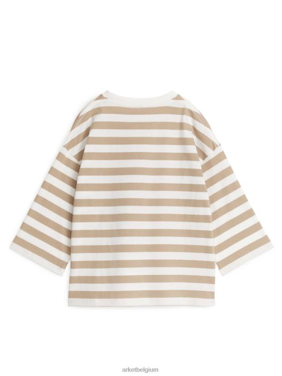 ARKET kleding 0DXJP1499 beige/strepen oversized t-shirt met lange mouwen kinderen