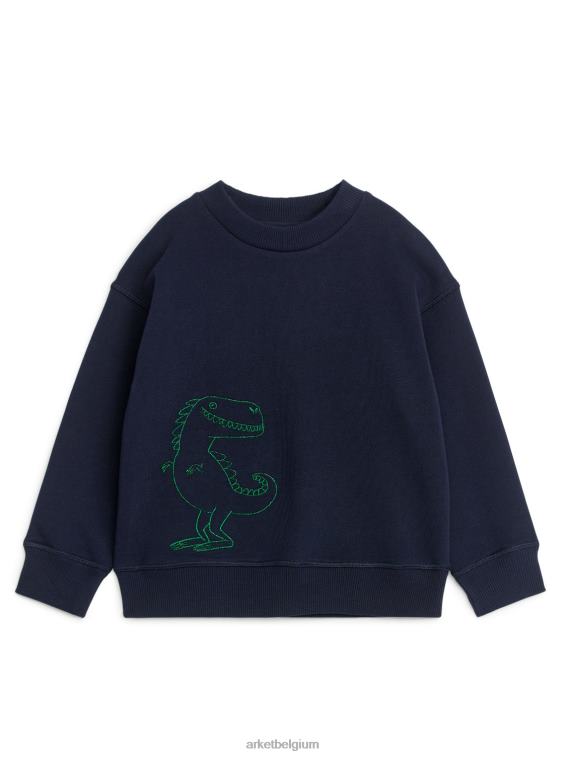 ARKET kleding 0DXJP1503 blauw groen geborduurd sweatshirt kinderen