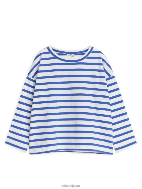 ARKET kleding 0DXJP1513 wit/helderblauw oversized t-shirt met lange mouwen kinderen