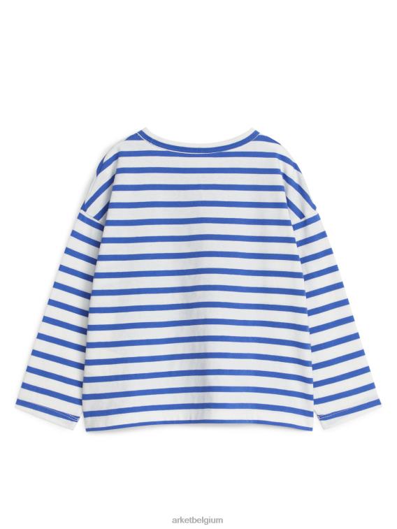 ARKET kleding 0DXJP1513 wit/helderblauw oversized t-shirt met lange mouwen kinderen