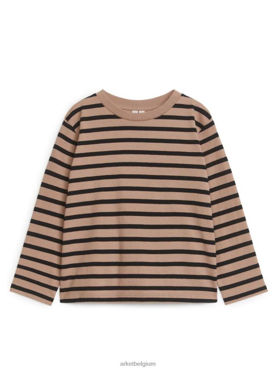 ARKET kleding 0DXJP1520 zwart/beige strepen T-shirt met lange mouwen, set van 2 kinderen