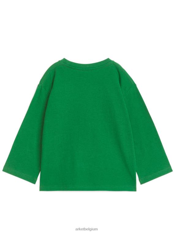 ARKET kleding 0DXJP1526 groente T-shirt van linnenmix met lange mouwen kinderen