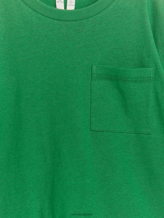 ARKET kleding 0DXJP1526 groente T-shirt van linnenmix met lange mouwen kinderen