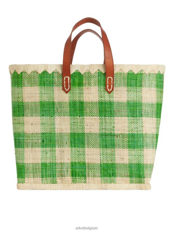 ARKET Tassen 0DXJP630 groen/beige een wereld van ambachtelijke grote raffia tas unisex