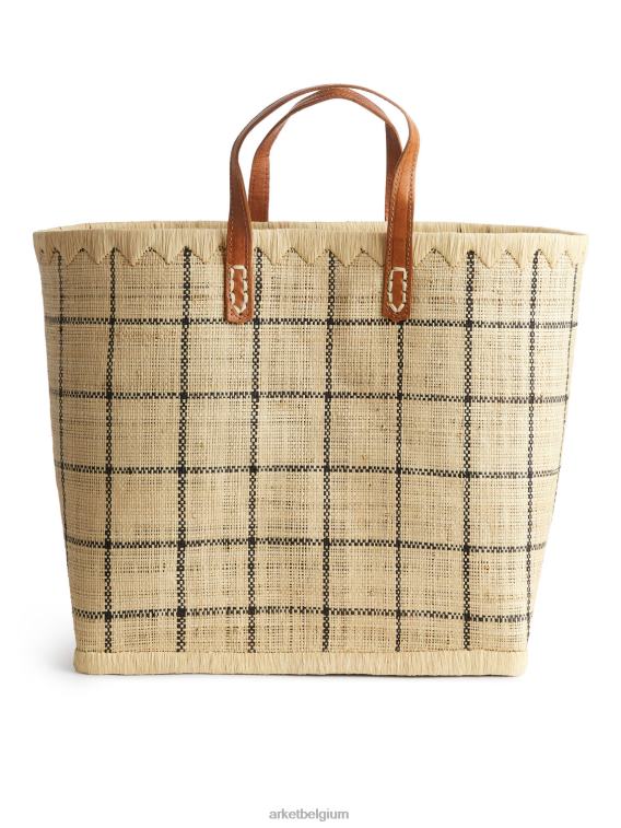 ARKET Tassen 0DXJP651 beige/zwart een wereld van ambachtelijke grote raffia tas unisex