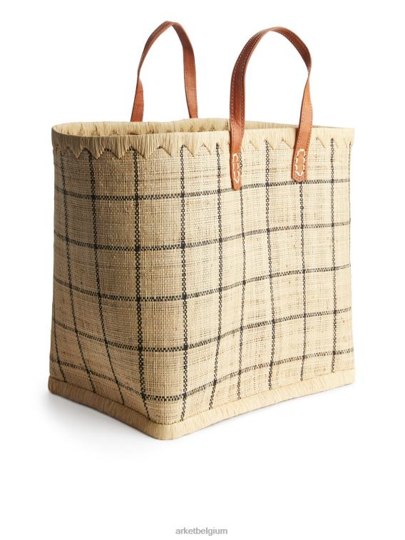 ARKET Tassen 0DXJP651 beige/zwart een wereld van ambachtelijke grote raffia tas unisex