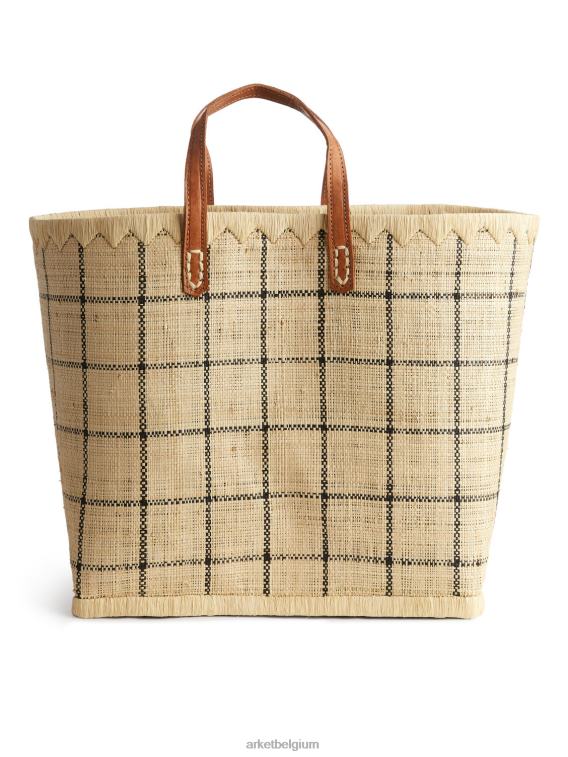 ARKET Tassen 0DXJP651 beige/zwart een wereld van ambachtelijke grote raffia tas unisex