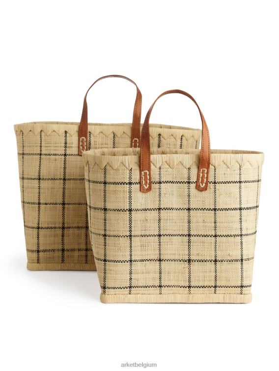 ARKET Tassen 0DXJP651 beige/zwart een wereld van ambachtelijke grote raffia tas unisex