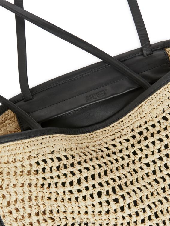 ARKET Tassen 0DXJP748 beige/zwart met leer gedetailleerde strozak unisex