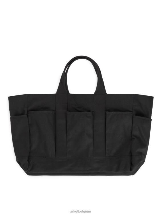 ARKET Tassen 0DXJP749 zwart Canvas draagtas met meerdere zakken unisex