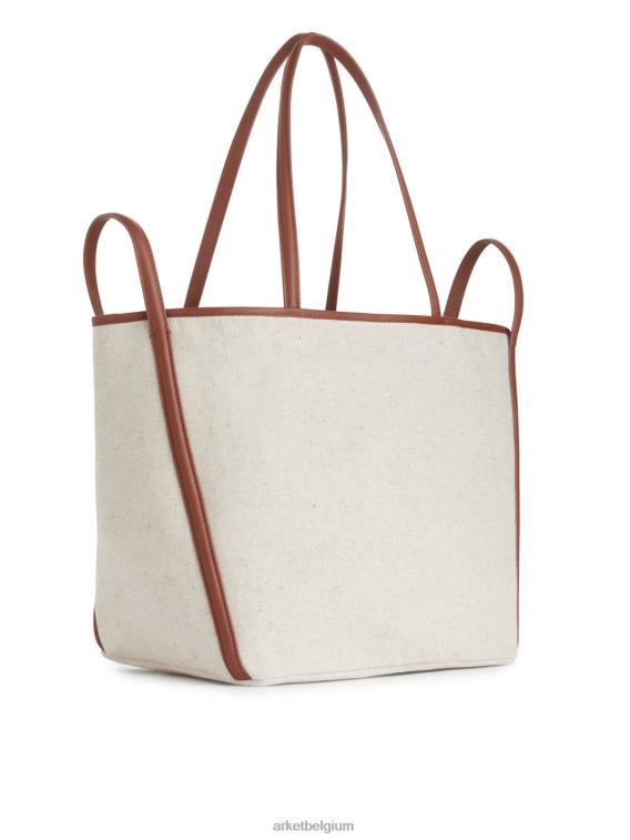 ARKET Tassen 0DXJP750 gebroken wit/cognac Canvas tas met leerdetails unisex