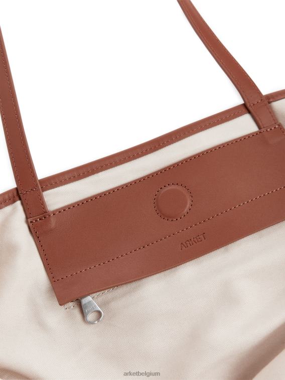 ARKET Tassen 0DXJP750 gebroken wit/cognac Canvas tas met leerdetails unisex