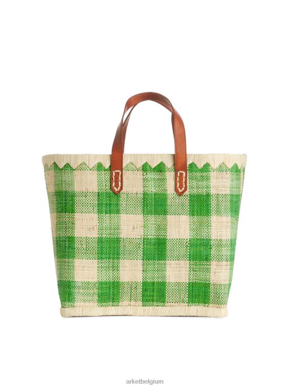ARKET Tassen 0DXJP752 groen/beige een wereld van ambachtelijke kleine raffia tas unisex