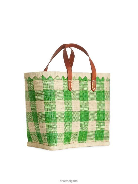 ARKET Tassen 0DXJP752 groen/beige een wereld van ambachtelijke kleine raffia tas unisex