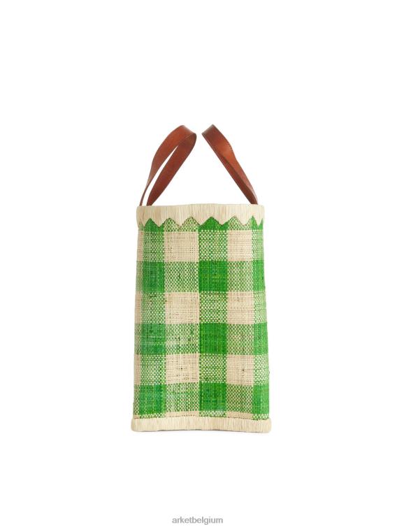 ARKET Tassen 0DXJP752 groen/beige een wereld van ambachtelijke kleine raffia tas unisex