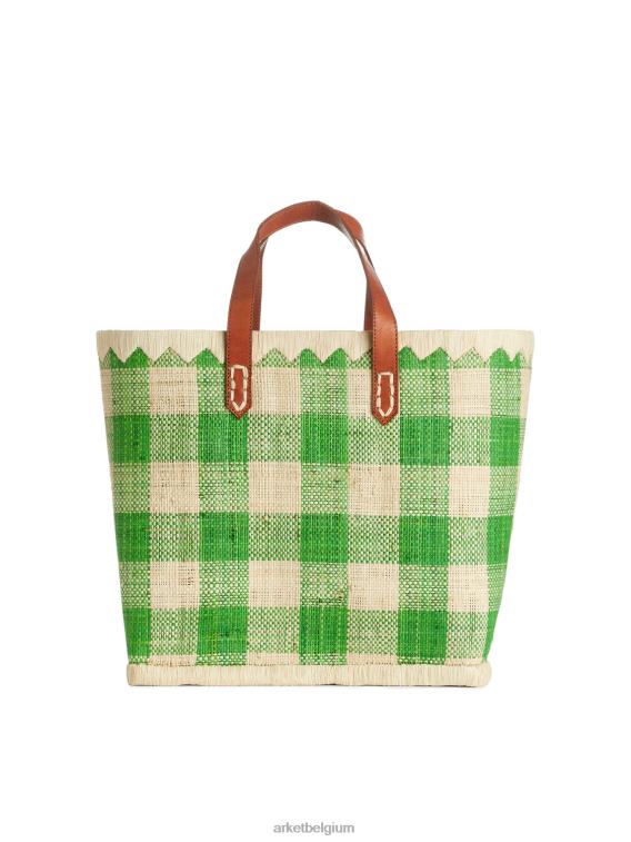 ARKET Tassen 0DXJP752 groen/beige een wereld van ambachtelijke kleine raffia tas unisex