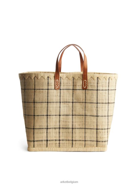 ARKET Tassen 0DXJP757 beige/zwart een wereld van ambachtelijke kleine raffia tas unisex