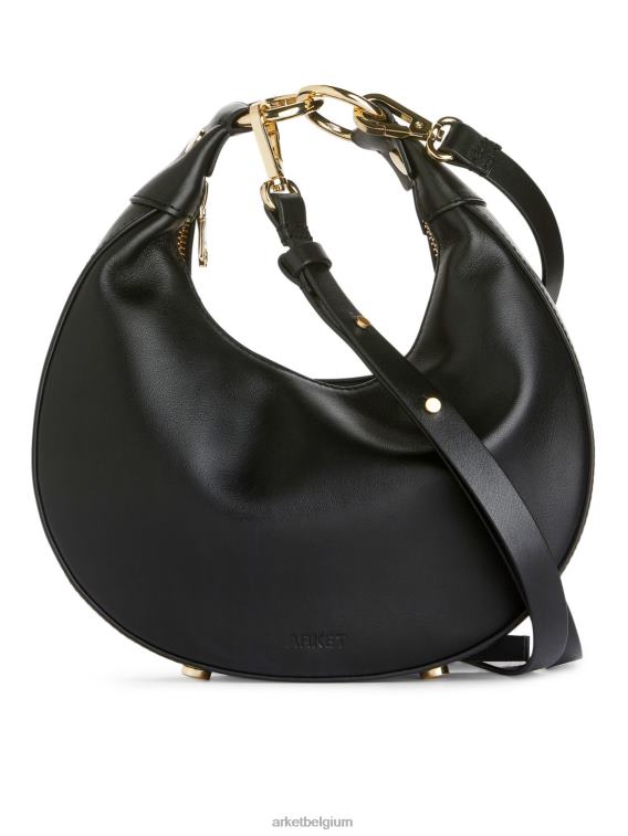ARKET Tassen 0DXJP759 zwart leren tasje halve maan unisex