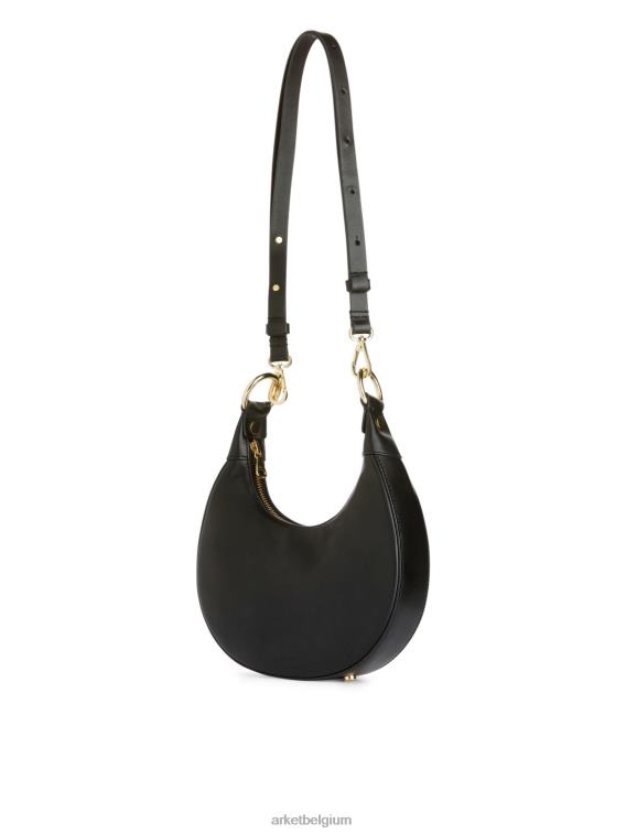 ARKET Tassen 0DXJP759 zwart leren tasje halve maan unisex